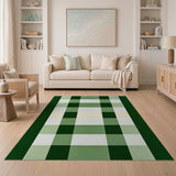 Green Green Plaid Checkered Area Rug