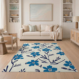 Navy Blue Cornflower Floral Area Rug