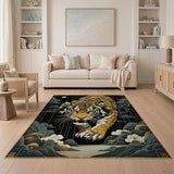 Golden Tiger Prowl Art Deco Area Rug