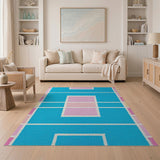 Vibrant Blue Pink Geometric Area Rug