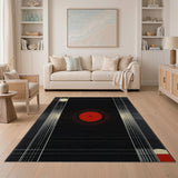 Geometric Red Circle Abstract Area Rug