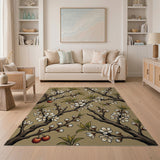 Cherry Blossom Branches Tan Area Rug