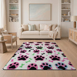 Multi-color and Patterns Playful Pink Paw Prints Bones Area Rug