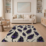 Purple Feather Boho Area Rug