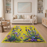 Purple Iris Lavender Floral Garden Rug