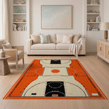 Orange Basketball Court Area Rug