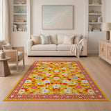 Multi-color and Patterns Vibrant Yellow Daisy Floral Area Rug