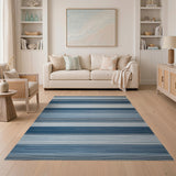 Blue and Teal Gradient Blue Striped Area Rug