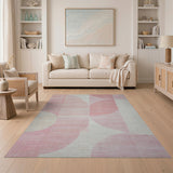 Pink Geometric Half-Moon Area Rug