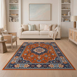 Vibrant Orange Vibrant Orange Persian Medallion Area Rug