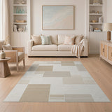 Beige Block Geometric Area Rug