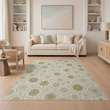 Beige Tribal Circle Floral Area Rug