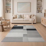 Geometric Modern Abstract Black White Geometric Abstract Area Rug