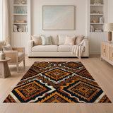 Bold Orange Geometric Southwestern Area Rug