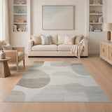 Beige and Neutral Abstract Area Abstract Organic Shapes Beige Area Rug