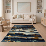 Abstract Layered Blue Teal Wave Area Rug
