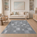 ODIKA Modern Geometric Gray Washable Rug - Low Pile, Non-Slip & Pet Friendly