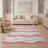 Vibrant Wavy Pink Orange Abstract Area Rug