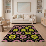 Pink Yellow Daisy Trellis Area Rug