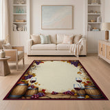 ODIKA Washable Wine & Grapes Vineyard Area Rug, Non-Slip Low Pile Kitchen Decor