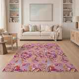 Multi-color and Patterns Vibrant Pink Floral Swirl Area Rug