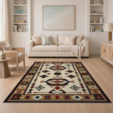 Cream Southwestern Geometric Area Rug