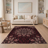 Deep Red Floral Medallion Area Rug