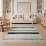 Geometric Modern Beige Black Striped Geometric Area Rug