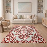 Floral Vintage Red Elegant Red Floral Damask Area Rug