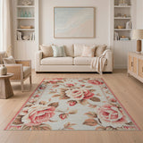 Floral Vintage Pink Pink Rose Floral Vintage Area Rug