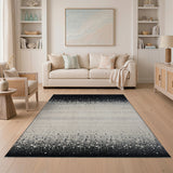 Black White Ombre Splatter Area Rug