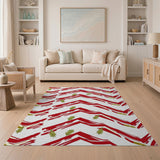 Bold Red Chevron Feather Area Rug