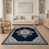Navy Ornate Persian Medallion Rug