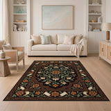 Ornate Black Persian Floral Area Rug