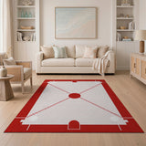 Red Carrom Board Geometric Area Rug
