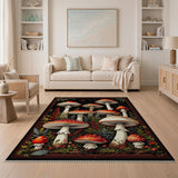 Vintage Red Mushroom Forest Area Rug