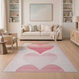Ombre Stacked Hearts Pink Area Rug
