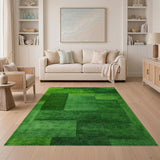 Geometric Modern Green Vibrant Green Geometric Block Area Rug