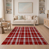 Bold Red Plaid Check Area Rug