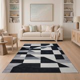 Geometric Modern Black and White Abstract Geometric Black White Area Rug