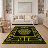 Bold Yellow Mandala Geometric Area Rug