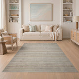 Beige Striped Distressed Vintage Area Rug