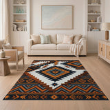 Southwestern Bold Orange Southwestern Geometric Area Rug