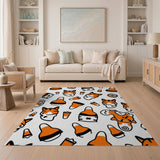 Cute Fox Candy Corn Halloween Rug