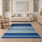 Blue Striped Woven Area Rug
