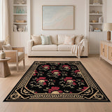 Skull Rose Gothic Floral Area Rug