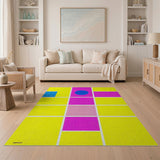 Vibrant Yellow Pink Blue Geometric Mosaic Rug