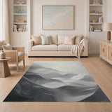 Abstract Wavy Landscape Black White Area Rug