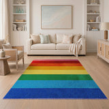 Multi-color and Patterns Vibrant Rainbow Striped Shag Area Rug