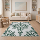 Elegant Green Damask Area Rug